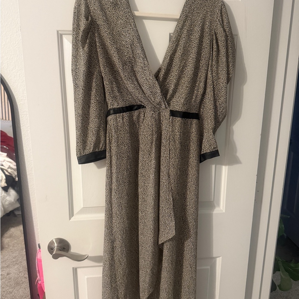 BCBG Black and Cream Long Sleeve Dress